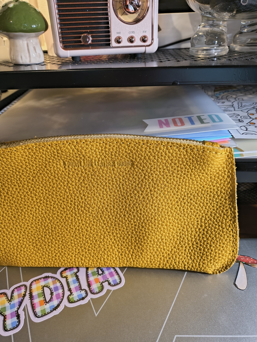Portland Leather Sunshine Yellow Textured Zip Cosmetic Pouch